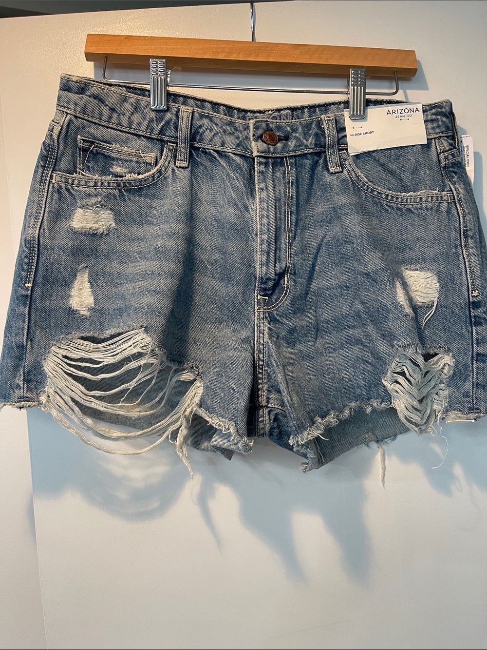 Arizona Jean Company Distressed Light Blue Denim Cutoff Shorts